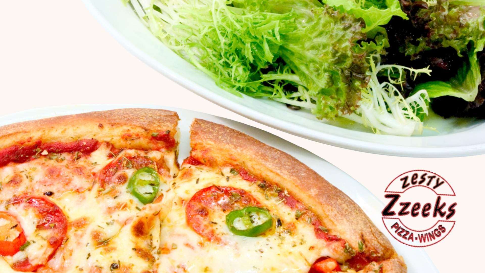 Zesty Zzeeks Pizza - Blog - Keto Crust Pizza Unlocking Low-Carb Bliss - Pairing Suggestions for a Complete Meal - pizza and salad